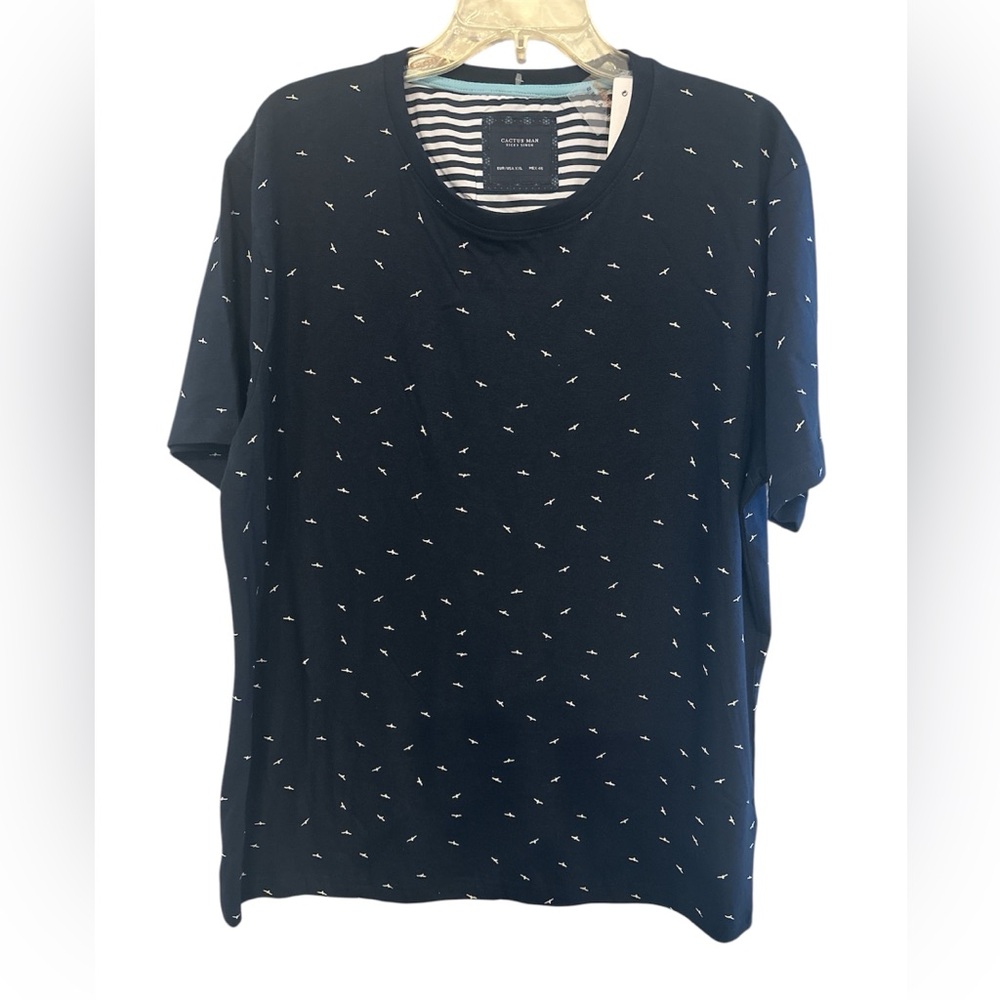 Cactus man  Ricky Singh seagull print graphic navy men’s shirt size XXL